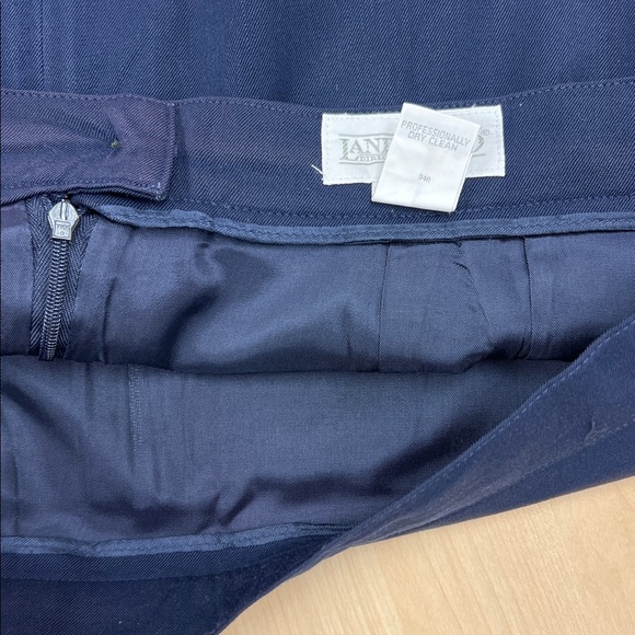 Vintage Lands End navy blue classic wool straight minimalist pencil skirt lining - Picture 4 of 7